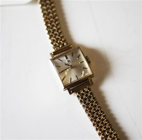 Ladies 9ct gold Tissot wristwatch on flexible mesh bracelet